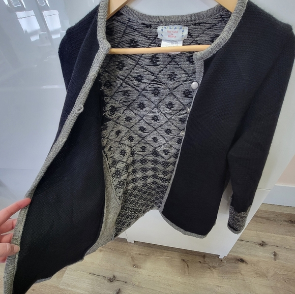 Handmade In Estonia 100% Wool Fair Isle Knit Cardigan Scandinavian Black Size S - Picture 4 of 17